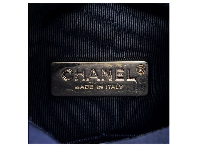 Mochila de cordón Chanel Matelassé en piel de cordero Azul marino - vista 12