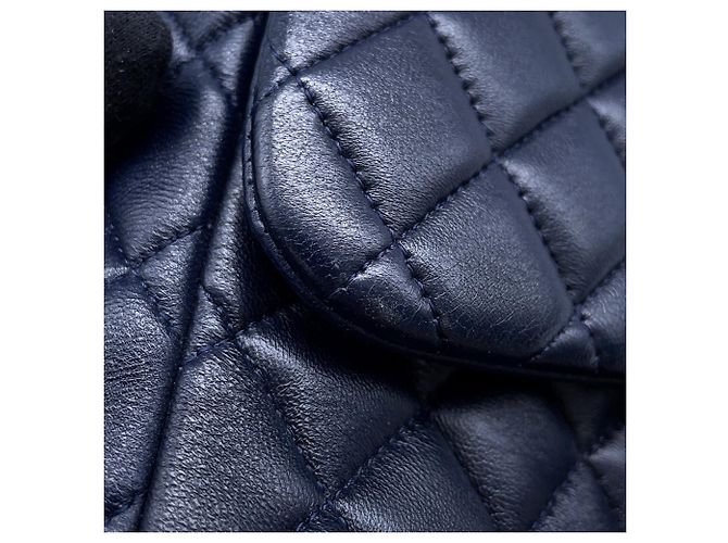 Mochila de cordón Chanel Matelassé en piel de cordero Azul marino - vista 6
