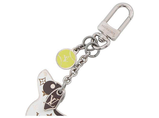 Louis Vuitton Monogram Bijou Sac Dog Keychain Marrone Bianco - vista 4
