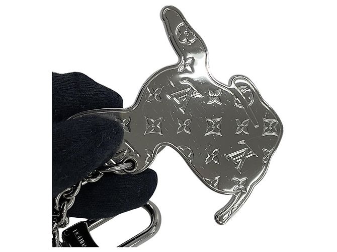 Louis Vuitton Monogram Bijou Sac Dog Keychain Marrone Bianco - vista 5