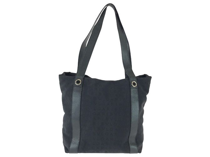 Bulgari Borsa Tote Bvlgari Logomania in pelle e tela nera Nero - vista 2