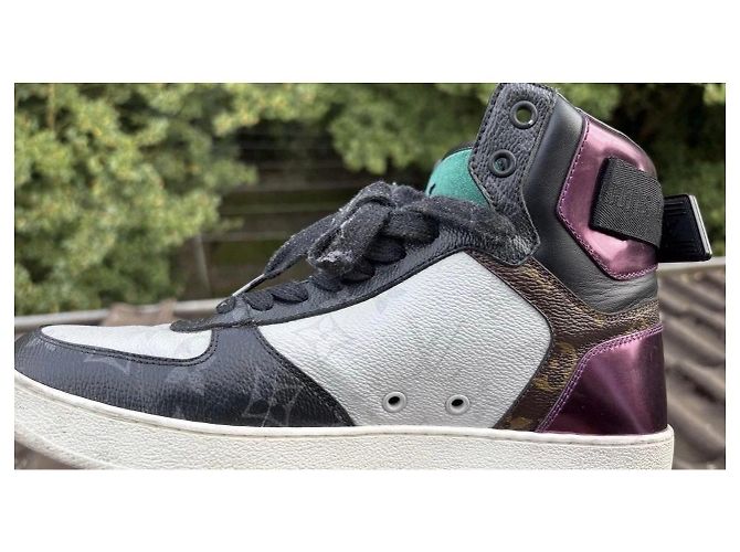 Sneaker alte Louis Vuitton da donna Marrone Nero Bianco Metallico - vista 13
