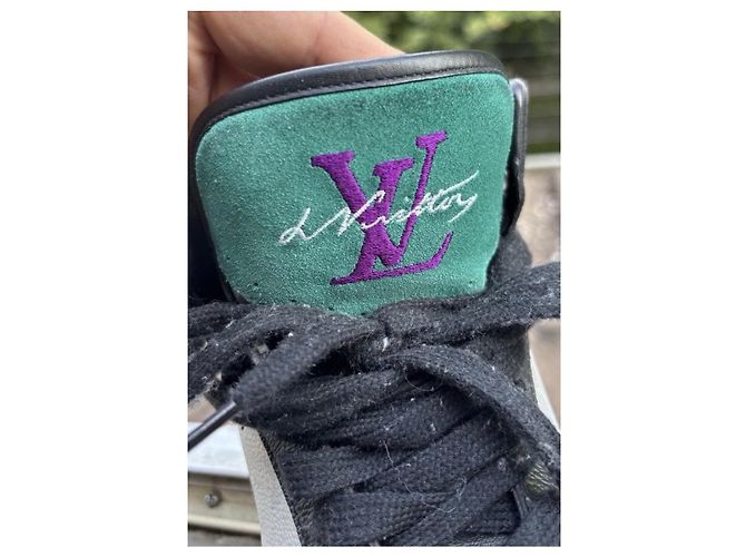 Sneaker alte Louis Vuitton da donna Marrone Nero Bianco Metallico - vista 3