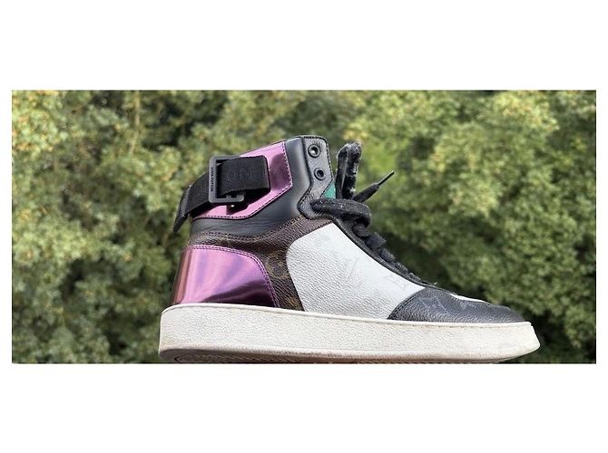 Sneaker alte Louis Vuitton da donna Marrone Nero Bianco Metallico - vista 7