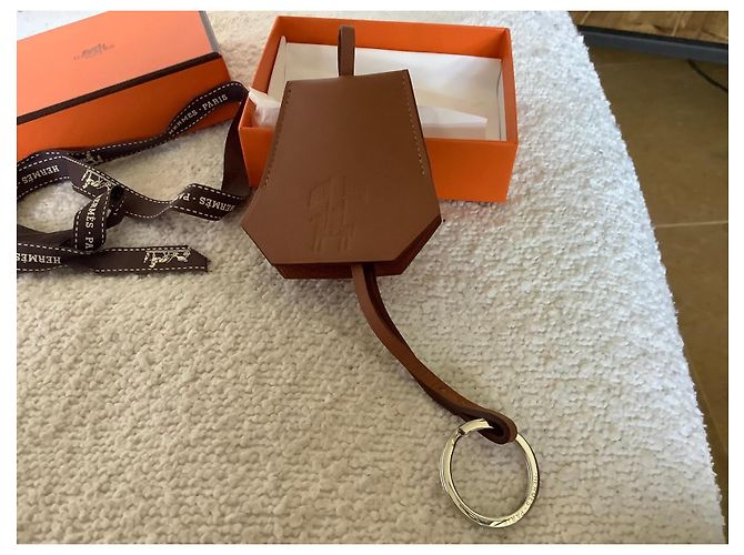Portachiavi Hermès in pelle marrone - vista 2