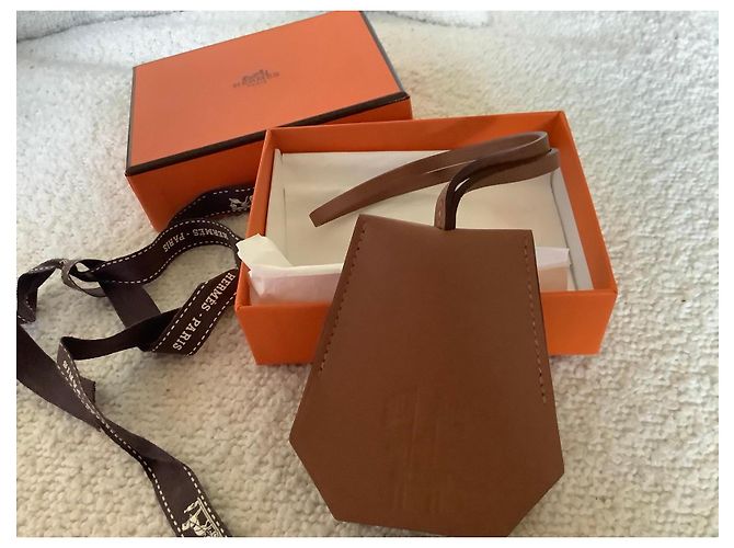 Portachiavi Hermès in pelle marrone - vista 3