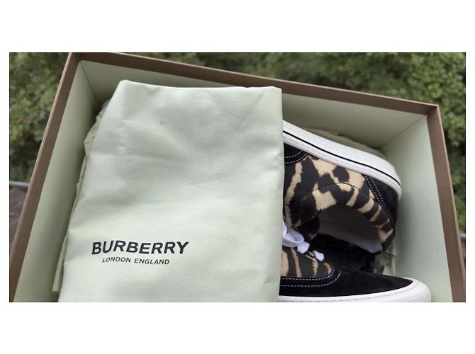 Sneaker Burberry con stampa leopardata e camoscio Nero Stampa leopardo - vista 12