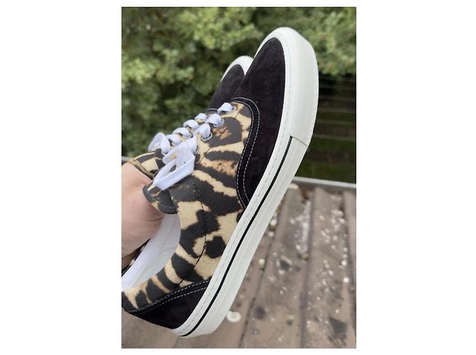 Sneaker Burberry con stampa leopardata e camoscio Nero Stampa leopardo - vista 4