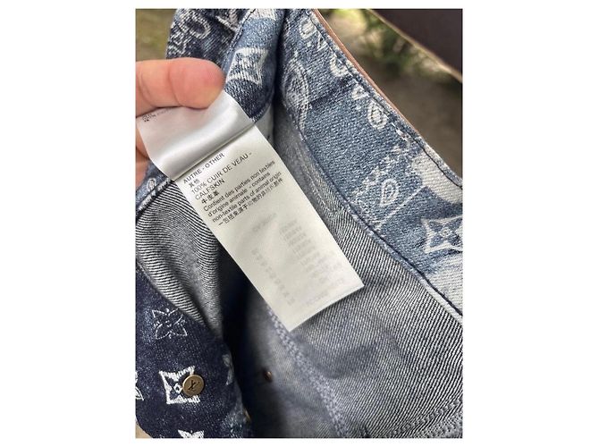 Pantaloncini in denim Louis Vuitton Monogram Bandana Bianco Blu - vista 10