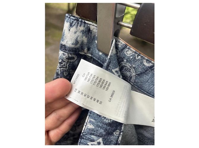 Pantaloncini in denim Louis Vuitton Monogram Bandana Bianco Blu - vista 11