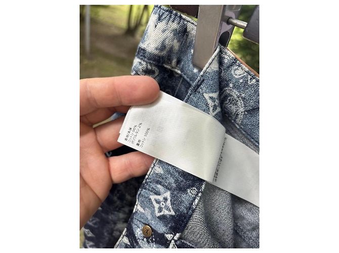 Pantaloncini in denim Louis Vuitton Monogram Bandana Bianco Blu - vista 13