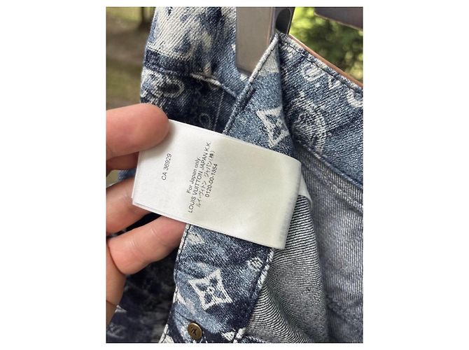 Pantaloncini in denim Louis Vuitton Monogram Bandana Bianco Blu - vista 15
