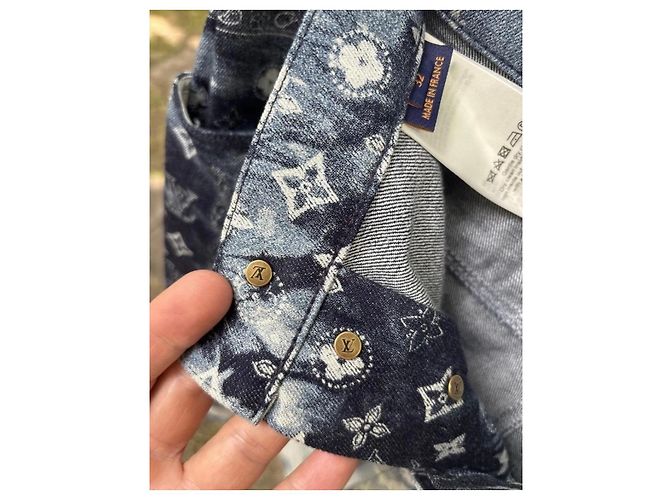 Pantaloncini in denim Louis Vuitton Monogram Bandana Bianco Blu - vista 16
