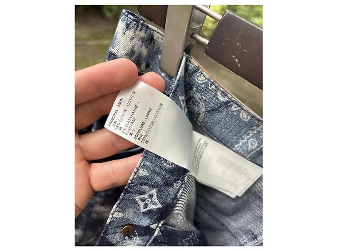 Pantaloncini in denim Louis Vuitton Monogram Bandana Bianco Blu - vista 9