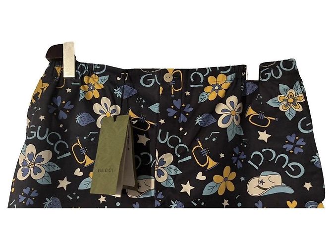 Pantaloncini Gucci con stampa floreale e note musicali Multicolore Blu scuro - vista 2