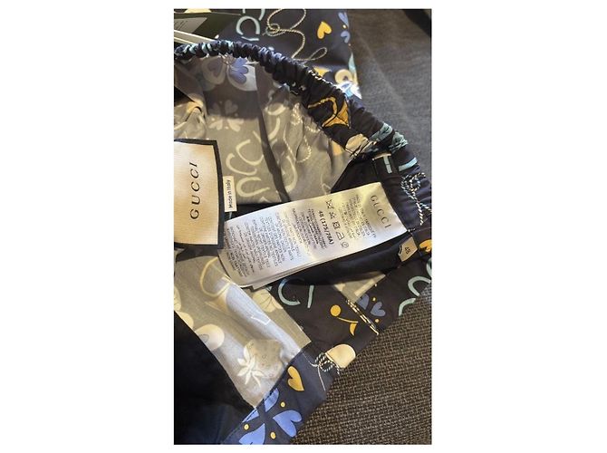 Pantaloncini Gucci con stampa floreale e note musicali Multicolore Blu scuro - vista 3