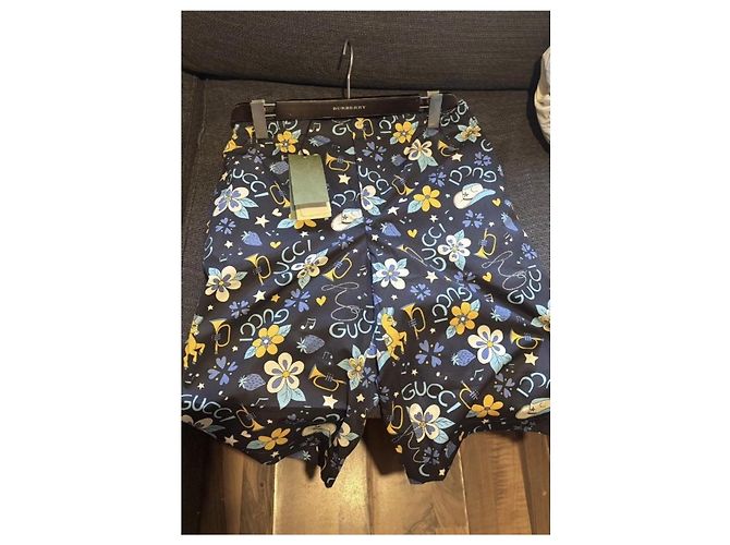Pantaloncini Gucci con stampa floreale e note musicali Multicolore Blu scuro - vista 6