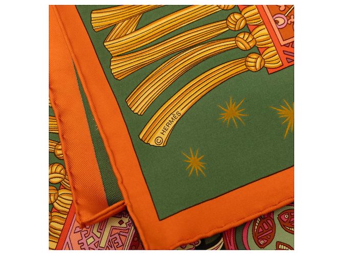 Silk In Hermès Foulard Hermes Carre 90 Flying Carpet Multicolore Arancione - vista 7