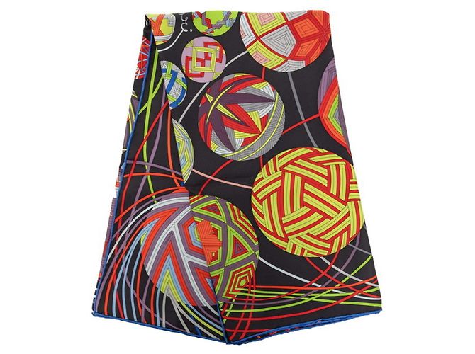 Hermès Foulard Hermes Carre 90 Lart du Temari Nero Multicolore - vista 2