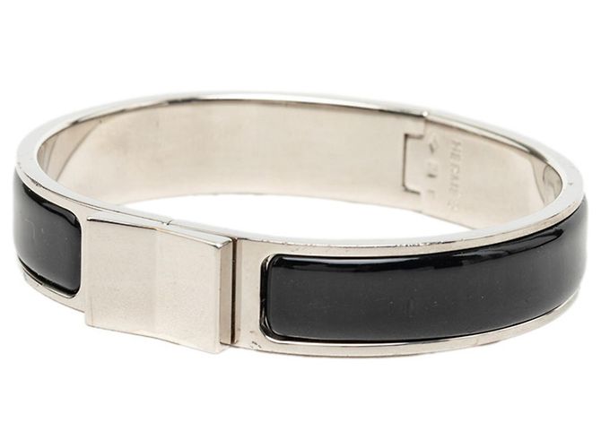 Hermès Bracciale smaltato Hermes Clic Loquet in Nero e Argento - vista 2