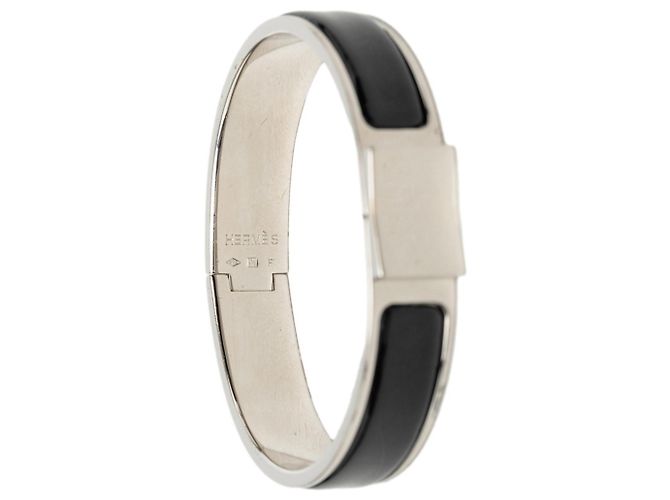 Hermès Bracciale smaltato Hermes Clic Loquet in Nero e Argento - vista 5