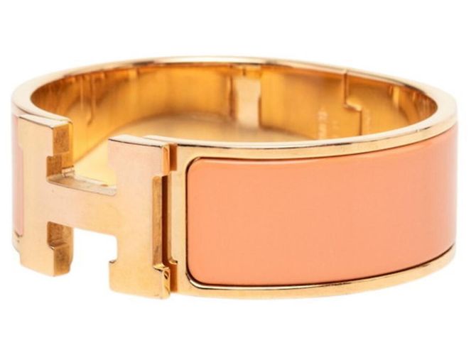 Hermès Bracciale Rigido Hermes Clic Clac PM Smaltato Rosa D'oro - vista 2