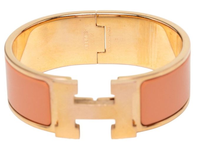 Hermès Bracciale Rigido Hermes Clic Clac PM Smaltato Rosa D'oro - vista 4