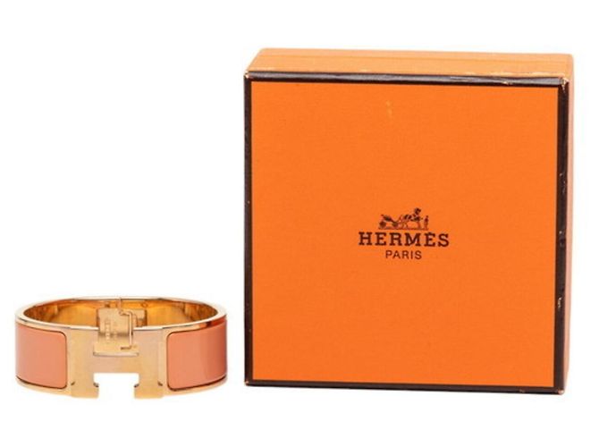 Hermès Bracciale Rigido Hermes Clic Clac PM Smaltato Rosa D'oro - vista 6