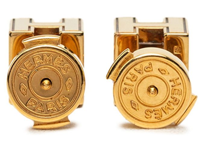 Hermès Hermes Cage d'H H-Cube Stecker-Ohrringe Pink Golden - Ansicht 3