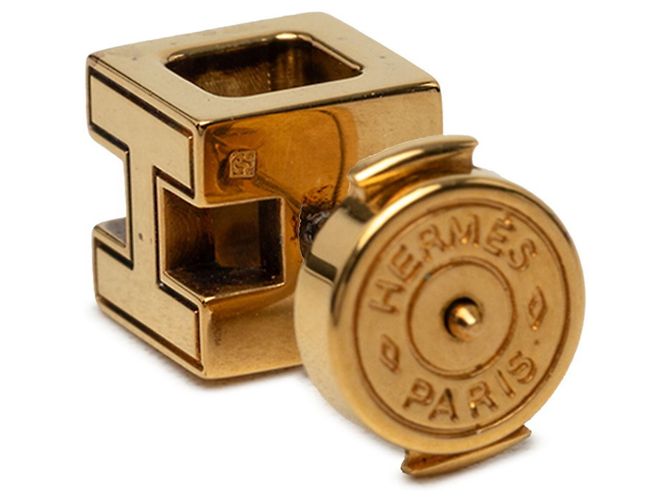Hermès Hermes Cage d'H H-Cube Stecker-Ohrringe Pink Golden - Ansicht 4