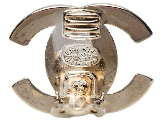 Timeless Chanel Coco Mark Vintage Clip-Ohrringe Silber - Ansicht 3