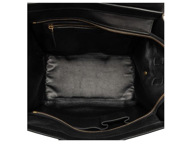 Céline Bolso de mano Celine Luggage Medium Shopper Negro Beige Verde Caqui - vista 4