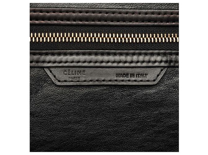 Céline Bolso de mano Celine Luggage Medium Shopper Negro Beige Verde Caqui - vista 5