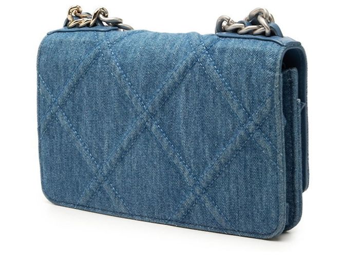 Chanel Matelassé Coco Mark Schultertasche Silber Blau - Ansicht 2