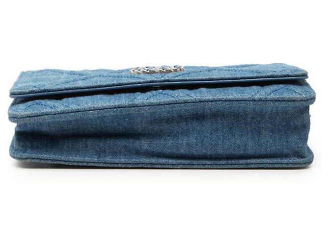 Chanel Matelassé Coco Mark Schultertasche Silber Blau - Ansicht 3