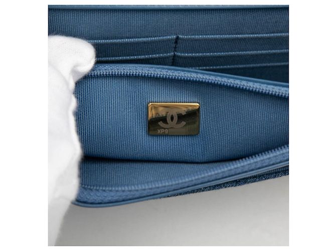 Chanel Matelassé Coco Mark Schultertasche Silber Blau - Ansicht 6