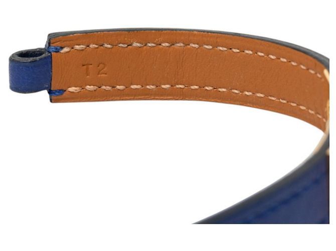 Hermès Bracciale con Charm Hermes Rivale Double Tour T2 Blu D'oro - vista 8