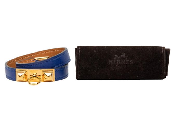 Hermès Bracciale con Charm Hermes Rivale Double Tour T2 Blu D'oro - vista 9