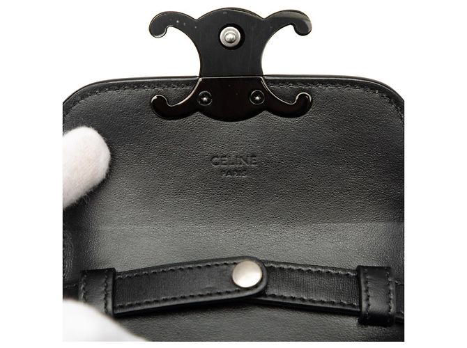 Céline Borsa a tracolla e spalla Celine Triomphe Mini Claude Nero - vista 5
