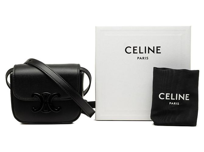 Céline Borsa a tracolla e spalla Celine Triomphe Mini Claude Nero - vista 7