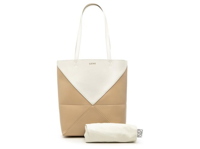 Bolso Tote Loewe Puzzlefold Medium Beige Crudo - vista 7