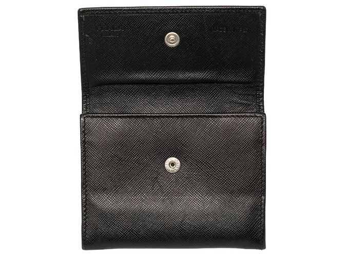 Tarjetero de piel Saffiano Prada Negro - vista 4