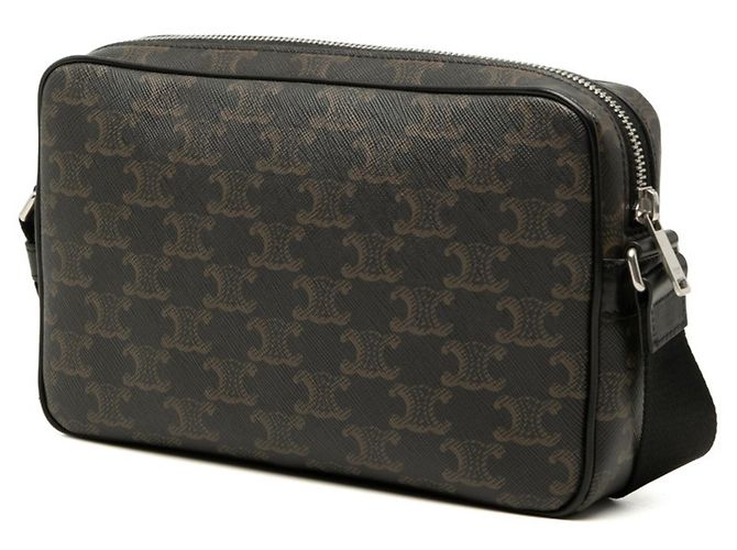 Céline Bolsa de Ombro Celine Triomphe Medium Logo Print Preto - vista 2