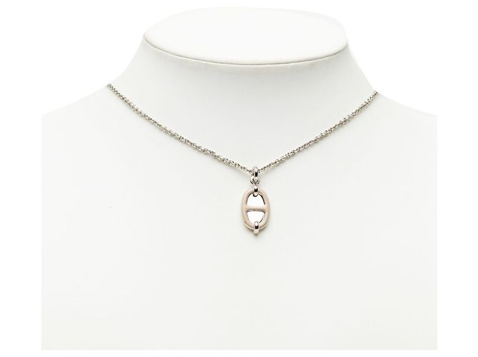 Hermès Collana con pendente Hermes Mini Maillon PM Beige D'oro - vista 5