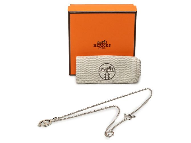Hermès Collana con pendente Hermes Mini Maillon PM Beige D'oro - vista 6