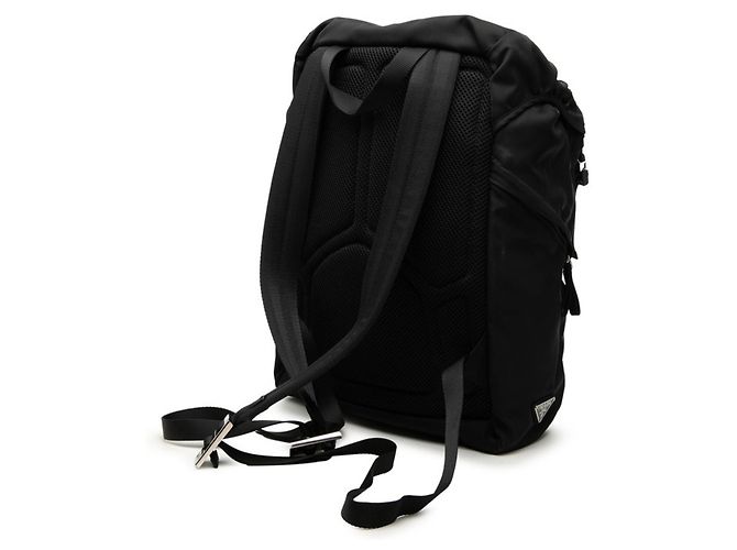 Zaino Prada con placca logo triangolo - Nylon nero - vista 2