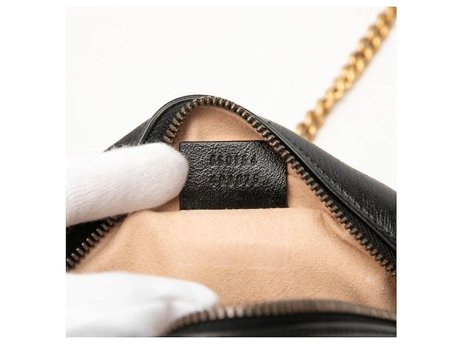 Borsa a tracolla con catena Gucci GG Marmont Nero - vista 6