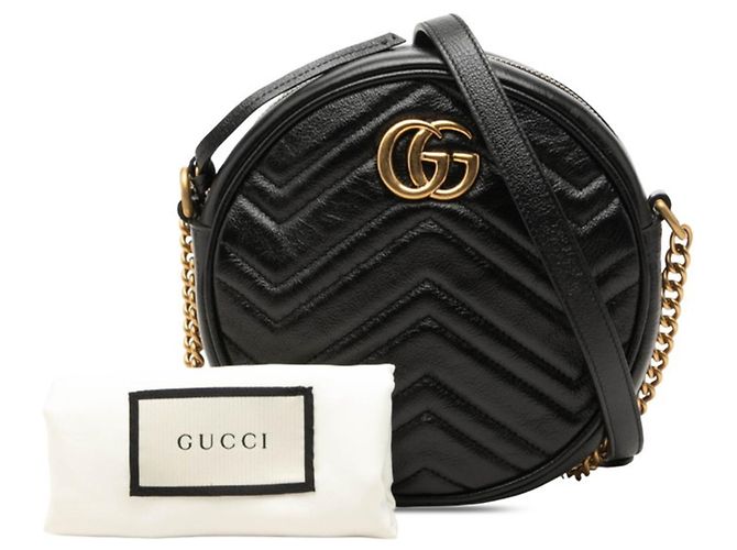 Borsa a tracolla con catena Gucci GG Marmont Nero - vista 7