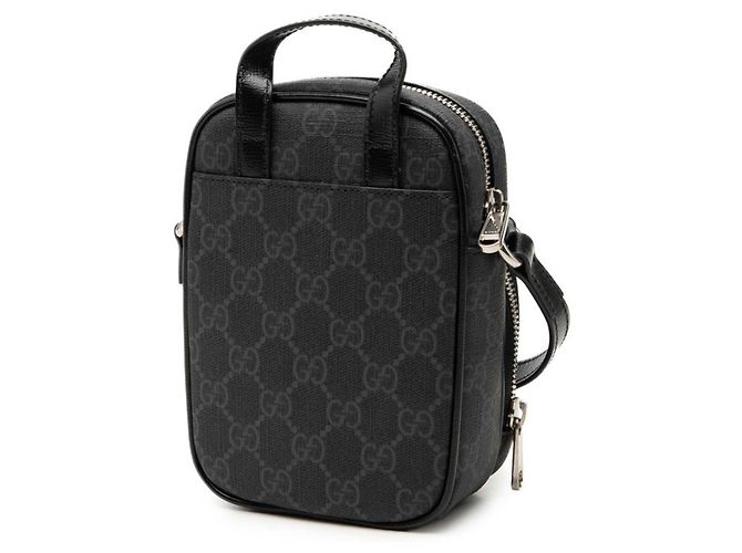 Borsa a tracolla Gucci GG Supreme Interlocking G Marrone Nero - vista 2