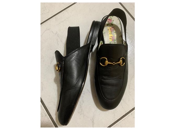 Gucci Mocassins slingback en cuir noir avec mors - vue 2